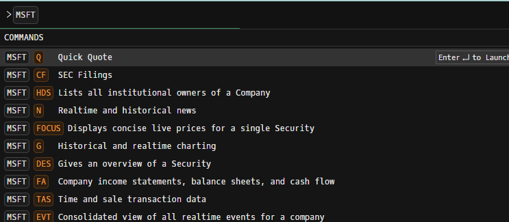 godel terminal commands